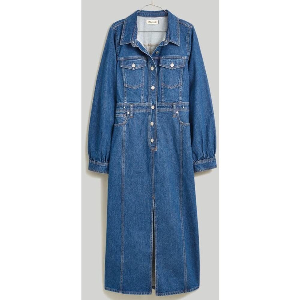 COPY - Madewell Denim Midi Glissan Wash Button Up Shirt Dress US Women's 4 New